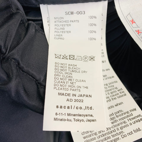 SACAI Size M Black Nylon Blend Pleated Zip Up Drawstring Midi Skirt