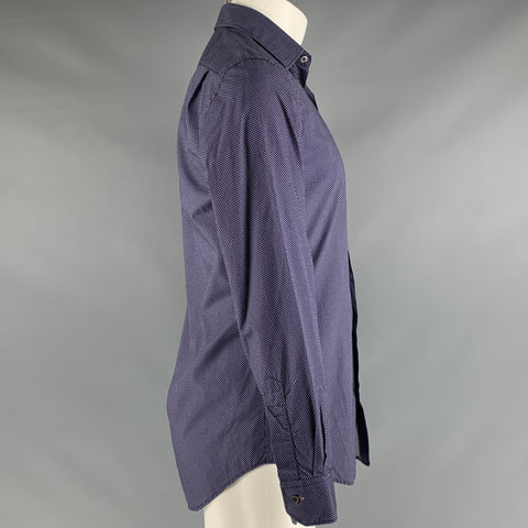 PAUL SMITH Size M Blue White & Red Dots Cotton Spread Collar Long Sleeve Shirt