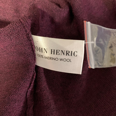 JOHN HENRIC Size L Burgundy Knitted Wool Buttoned Polo