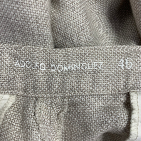 ADOLFO DOMINGUEZ Size 36 Beige Stone Woven Linen Flat Front Dress Pants