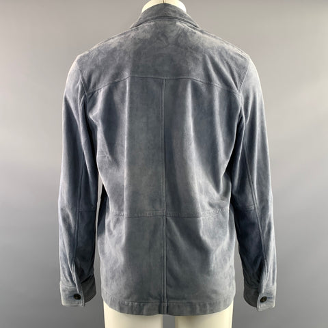 L.B.M. 1911 Chest Size 40 Size M Blue 59005/4 2894 Leather Button Up Jacket