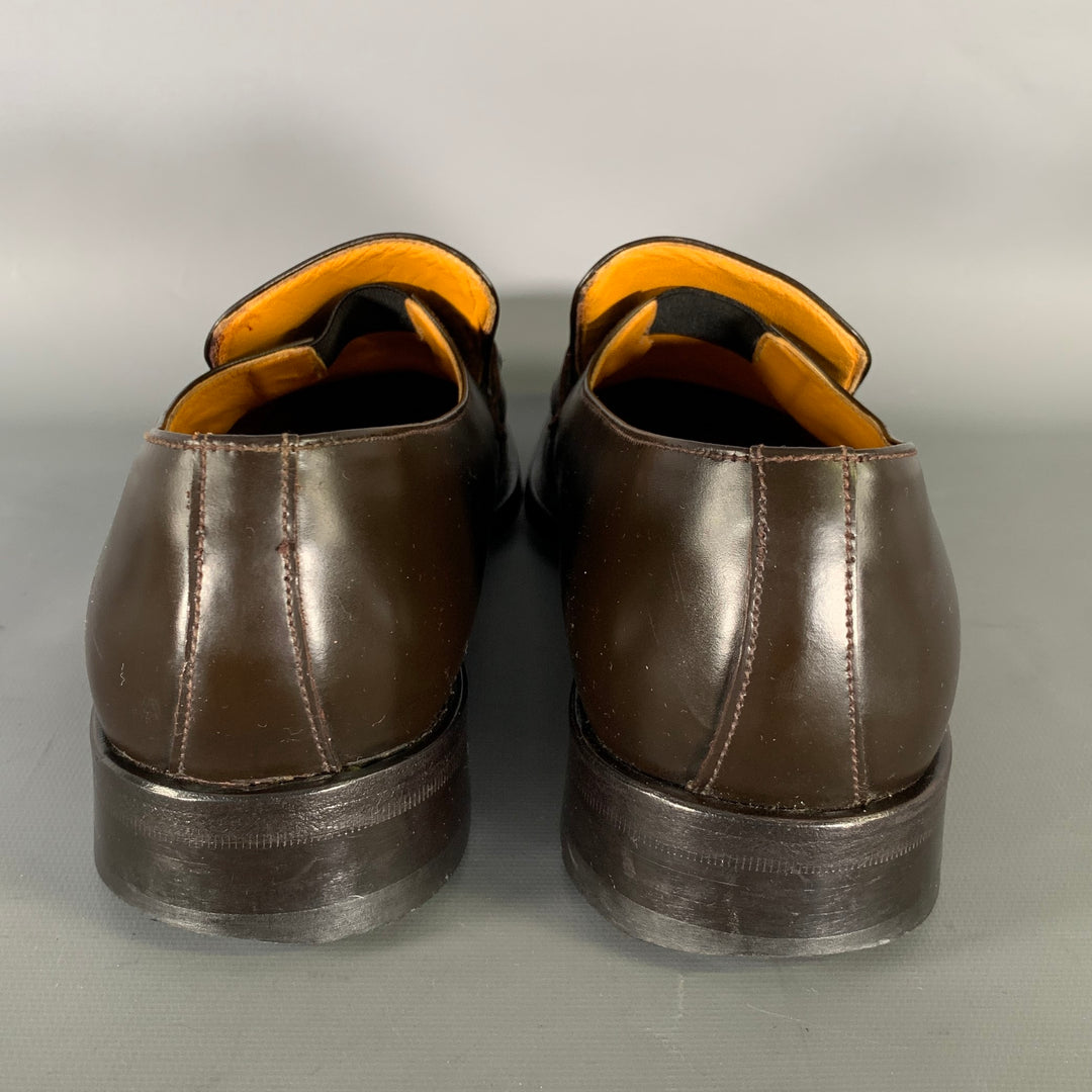 DOLCE & GABBANA Size 9 Brown Gold Leather Loafers