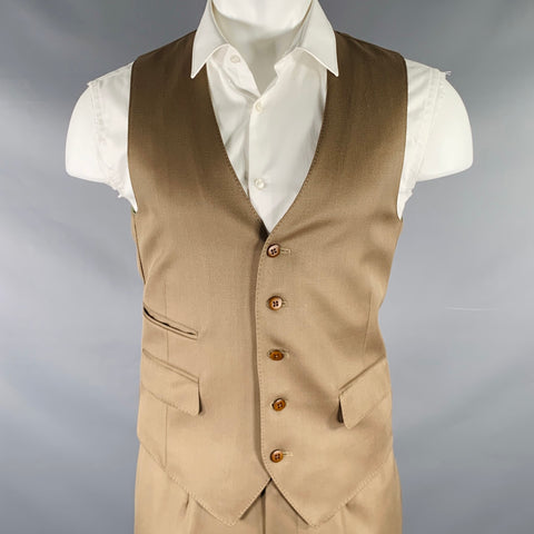 PHINEAS COLE Size 38 Tan Three Piece Notch Lapel Suit
