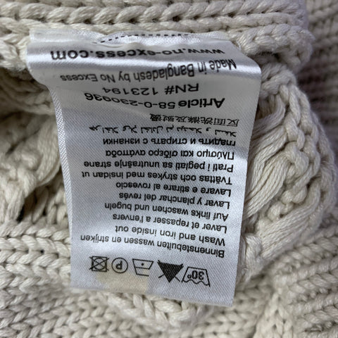 NO EXCESS Size M Beige Knit Cotton Blend Shawl Collar Sweater