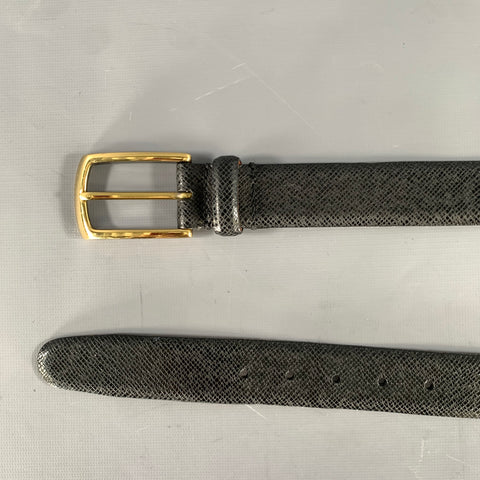 MARTIN DINGMAN Size 36 Black Crackled Leather Belt