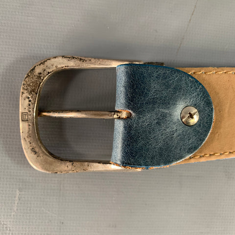 VERA PELLE Blue Leather Belt