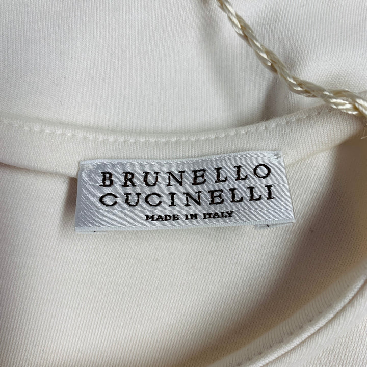 BRUNELLO CUCINELLI Size M Cream Cotton Blend Short Sleeve Peplum Casual Top