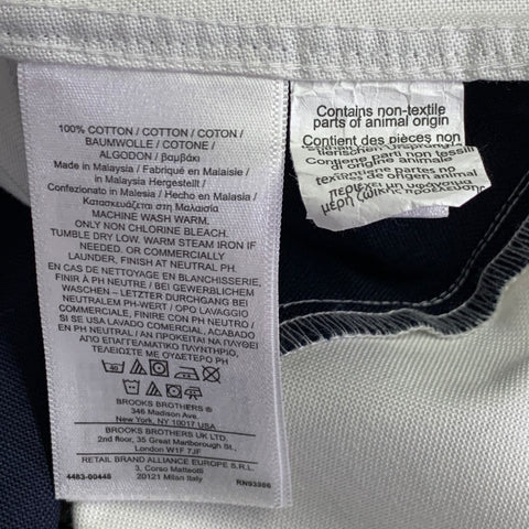 BLACK FLEECE Size M White Navy Cotton One Pocket Short Sleeve Shirt