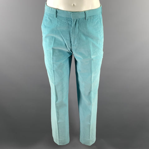 ETRO Size 38 Light Blue Corduroy Cotton Storm Collar Suit