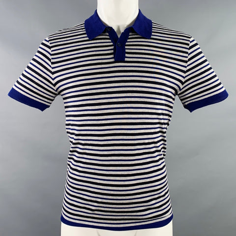 JIL SANDER Size S Grey Purple Black Stripe Contrast Trim Polo
