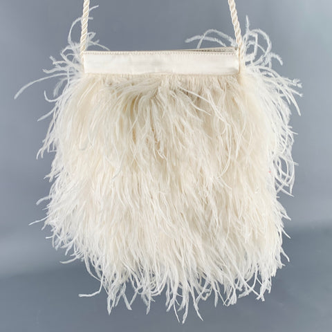 BARNEY'S NEW YORK White Polyester Feathers Handbag