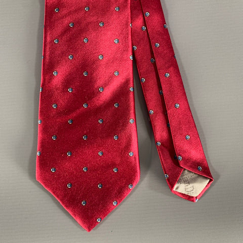 CHRISTIAN DIOR Burgundy Navy Dots Silk Tie