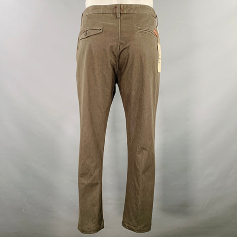 HIROSHI KATO Size 36 The Axe Green Grey Twill Cotton Blend Flat Front Casual Pants