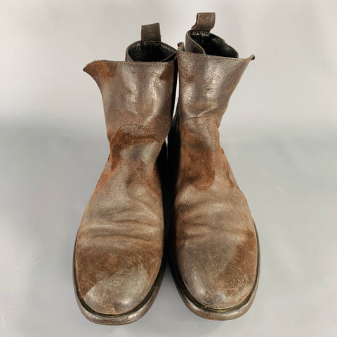 DOLCE & GABBANA Size 10.5 Brown Distressed Roughout Leather Boots