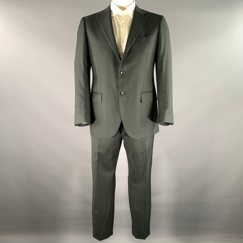 VITALE BARBERIS CANONICO Size 42 Grey Green Wool 3 Piece Suit