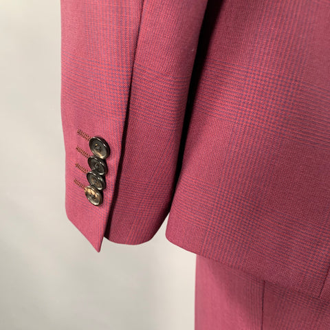 PAUL SMITH Size 42 Byard Burgundy Glenplaid Wool Notch Lapel Suit
