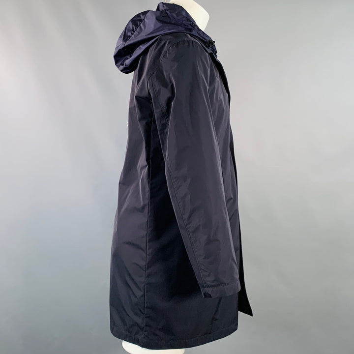 MONCLER 2016 Size M Reynaud Black Navy Polyamide Zip Snaps Coat