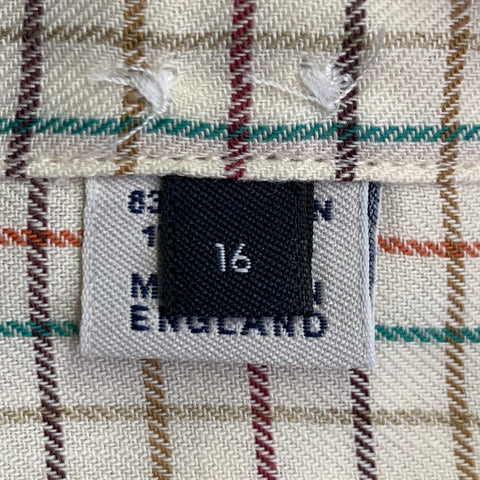 DRAKES LONDON x D. COGGINS Size M Beige Multi Color Checkered Cotton Wool Long Sleeve Shirt
