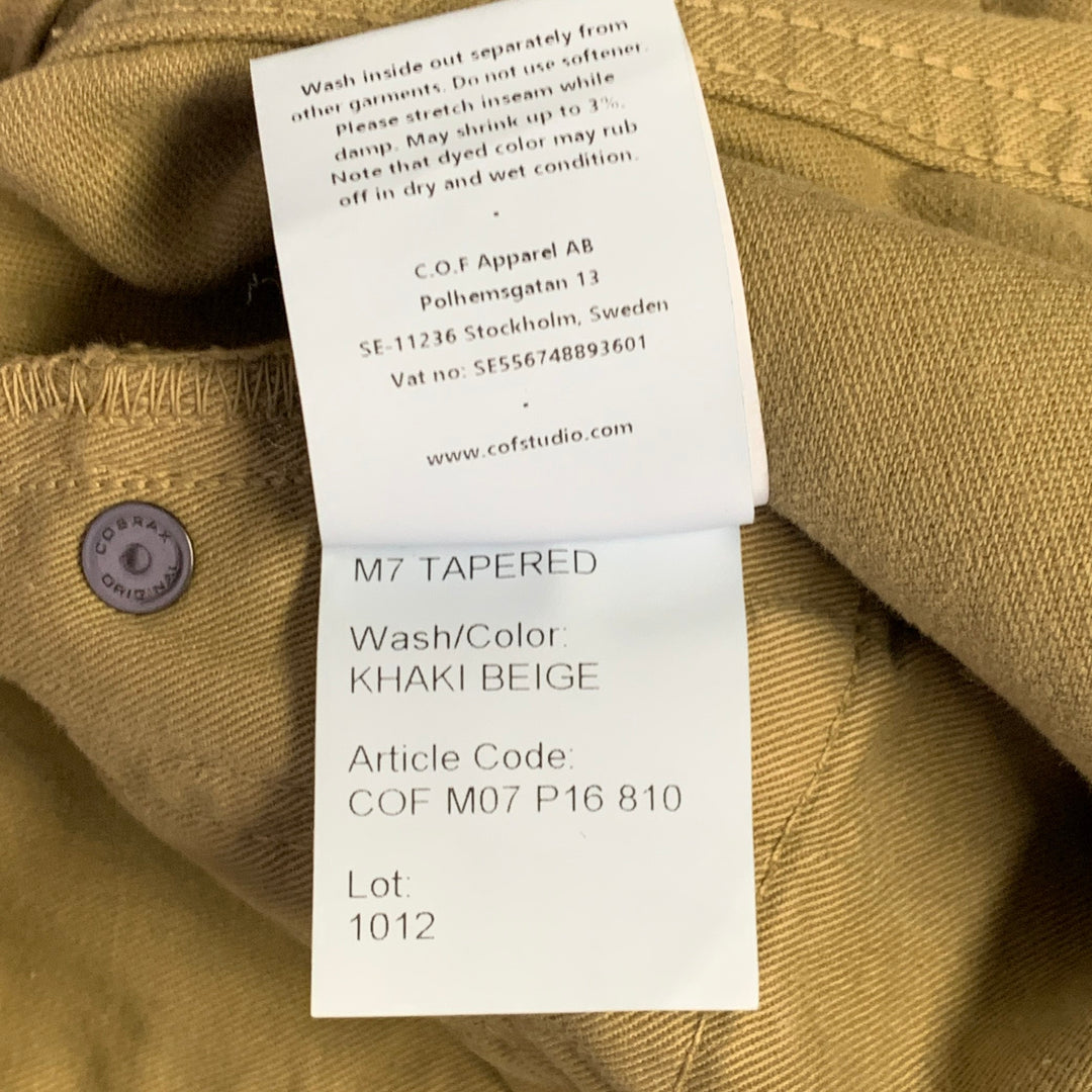 C.O.F. STUDIO Size 32 Tan Cotton Moleskin Tapered Casual Pants
