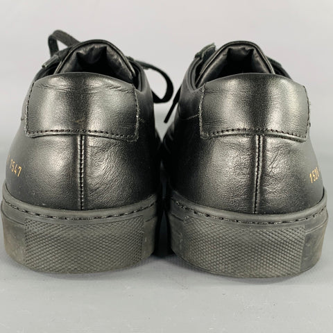COMMON PROJECTS Size 8 Black Leather Low Top Sneakers