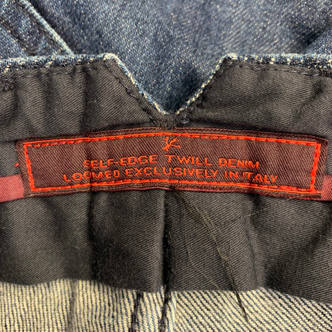 ISAIA Size 32 Blue Cotton Selvedge Twill Skinny Jeans