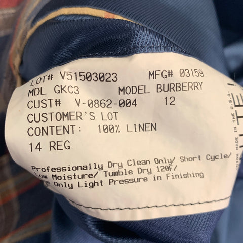 BURBERRY LONDON Size XXS Blue Multi Color Plaid Linen Sport Coat