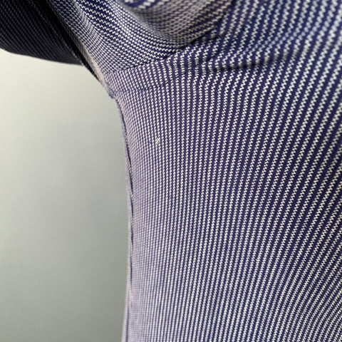 EMPORIO ARMANI Taille L Chemise Manches Longues Bleue Blanche Mélange Polyamide Motif Zig Zag