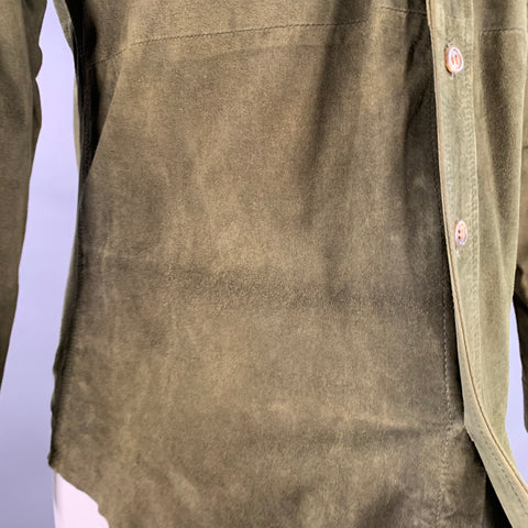 POLO by RALPH LAUREN Size M Green Suede Two Pockets Long Sleeve Shirt