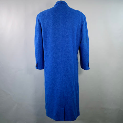 GIANNI VERSACE Size L Blue Cashmere Blend Notch Lapel Single Button Trenchcoat