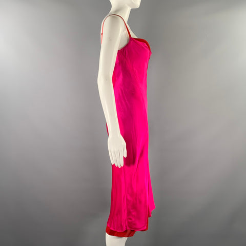 ACNE STUDIOS Size XS Pink Red Viscose  Silk Two Tone Shift Dress
