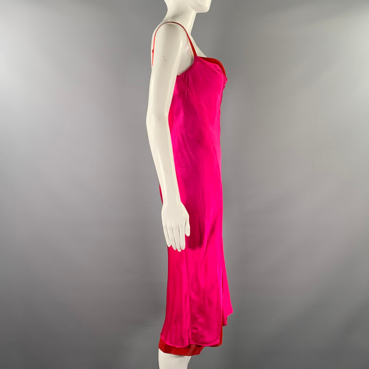 ACNE STUDIOS Size XS Pink Red Viscose  Silk Two Tone Shift Dress