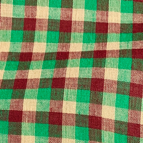 BODE Size L/XL Green Beige Red Checkered Cotton One Pocket Short Sleeve Shirt