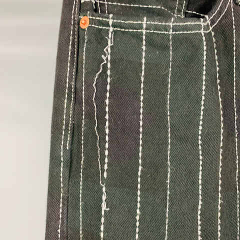 LEVI STRAUSS Size 32 Black White Patches Cotton Embroidered Jeans