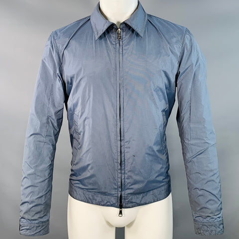 ISAIA SS13 Size M Black Blue White Reversible Zip Up Lambskin Leather Jacket