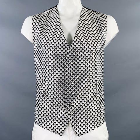 Gilet ROBERT TALBOTT PROTOCOL Taille XL Noir Blanc Gris Jacquard Diamant