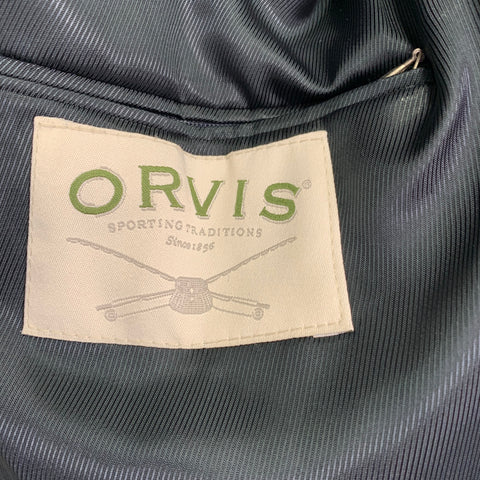 ORVIS Size 52 Grey Black Blue Herringbone Wool Notch Lapel Sport Coat