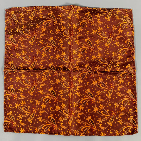 MASSIMO BIZZOCCHI Brown Gold Jacquard Silk Pocket Square