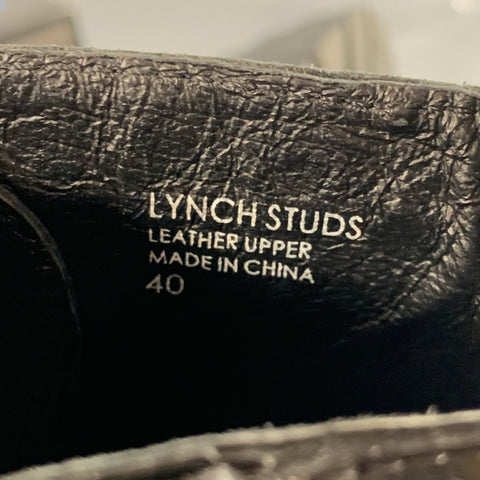 ASH Size 10 Lynch Studs Black Studded Leather Lug Sole Zip Up Combat Boots