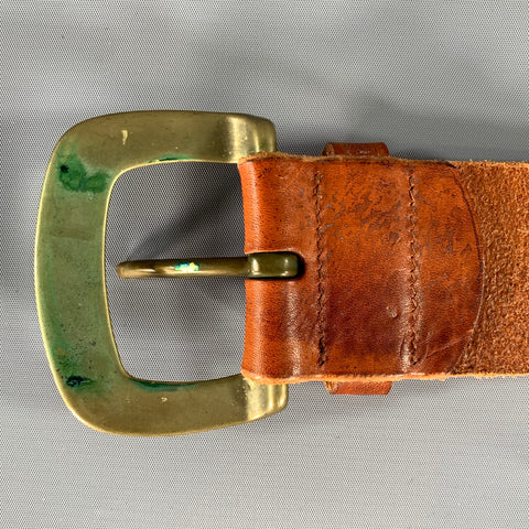 RALPH LAUREN Waist Size 28 Brown Gold 2221110-250 Leather Belt