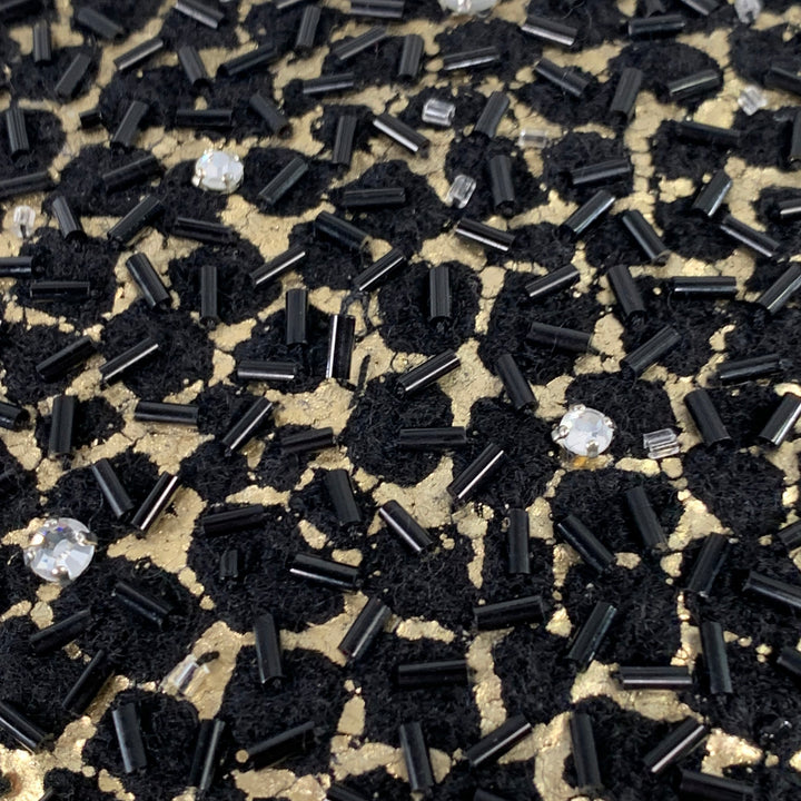 DIANE VON FURSTENBERG Size S Joele Black Gold Wool Cropped Jacket Blazer