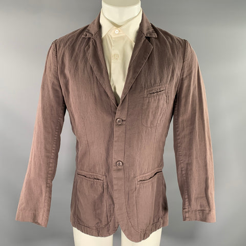 HANNES ROETHER Chest Size S Brown Solid Cotton Blend Notch Lapel Sport Coat