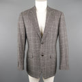 CANALI Size 40 Grey Black Glenplaid Wool Cotton Sport Coat CANALI