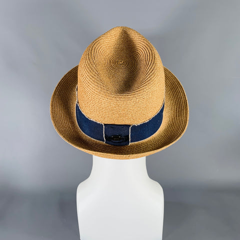 FILUHATS Size S Beige Blue Woven Paper Straw Hat