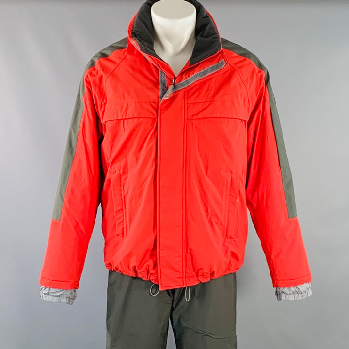 PRADA SPORT Size 40 Red Forest Green Nylon Ski Jacket Pants Set