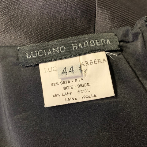 LUCIANO BARBERA Size 8 Black Silk  Wool Scoop Neck Knee-Length Dress