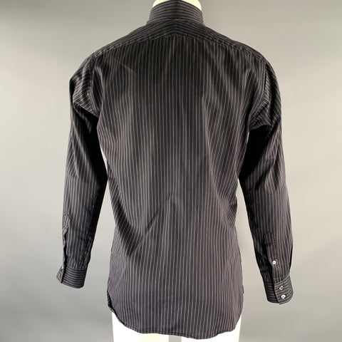 BURBERRY LONDON Size S Black White Pinstripe Cotton Button Up Long Sleeve Shirt