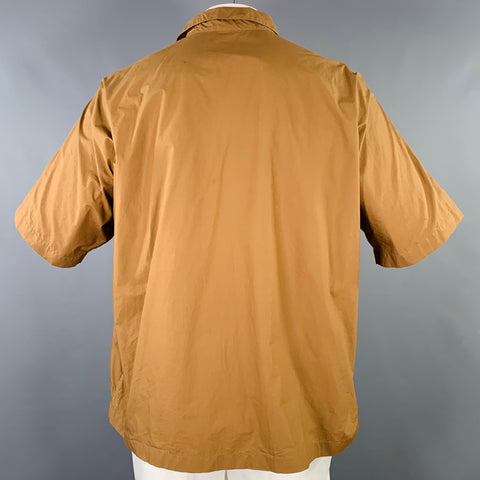 STUDIO NICHOLSON Size XL Eurus Tan Cotton Two Pockets Short Sleeve Shirt