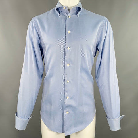 EMPORIO ARMANI Size M Blue White Stripe French Cuff Long Sleeve Shirt
