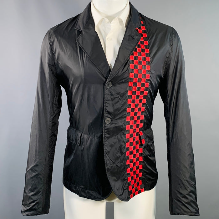 HAIDER ACKERMANN Taille M Noir Rouge à Carreaux Revers Cranté Veste de Sport