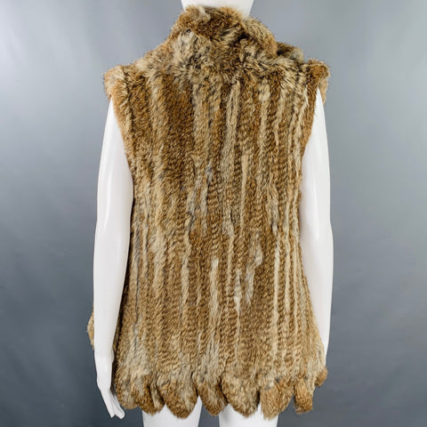 525 AMERICA Size XS Brown Open Front Rabbit Fur Vest